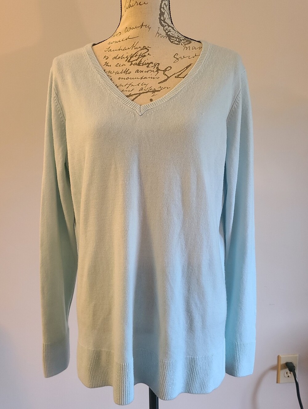 Roz and Ali Light Blue V-Neck Women’s Sweater